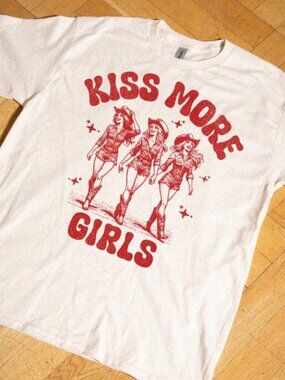 Kiss More Girls Cowgirl T Shirt, Retro Graphic Tee, Gay Pride Funny Queer Tee